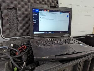 Laptop setup of emission troublshooting