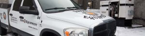 banner of truck beside generator