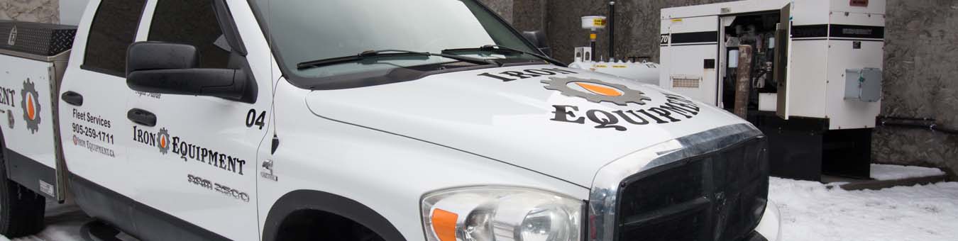 banner of truck beside generator